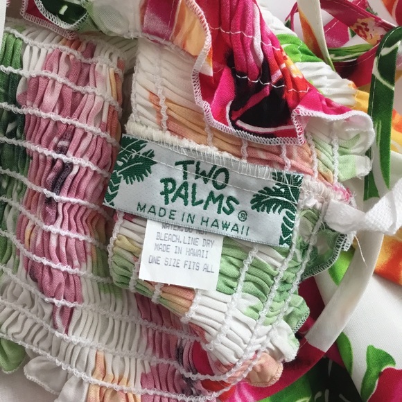 Two Palms Hawaiian Print Dress Made in Hawaii One Size Fits All - Picture 3 of 6